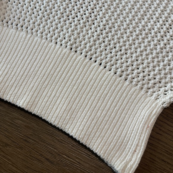 White House Black Market Short Sleeve Open Stitch Knit Sweater Size XXSP White - Picture 7 of 10